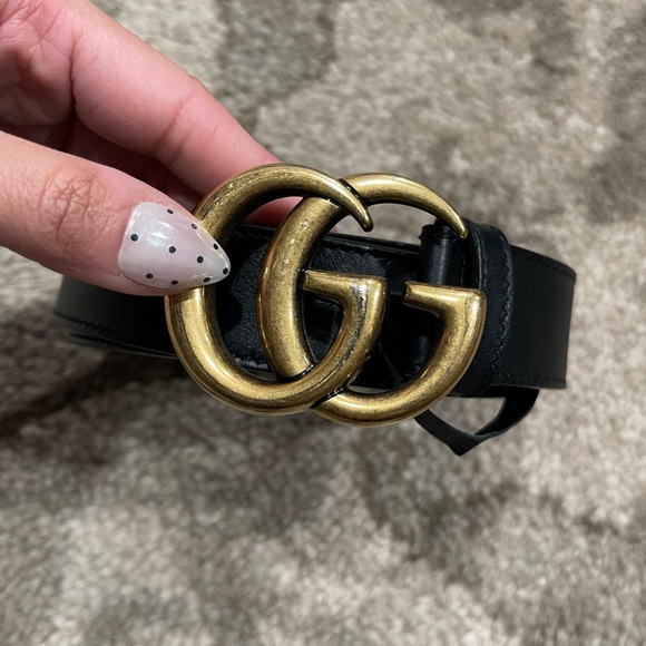 Gucci | Marmont Belt In Black Leather 85-34 - Picture 2 of 8